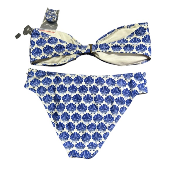 KATE SPADE Blueberry Shell Print Bandeau Bikini swim Top & Bottom set NWT - Picture 6 of 12